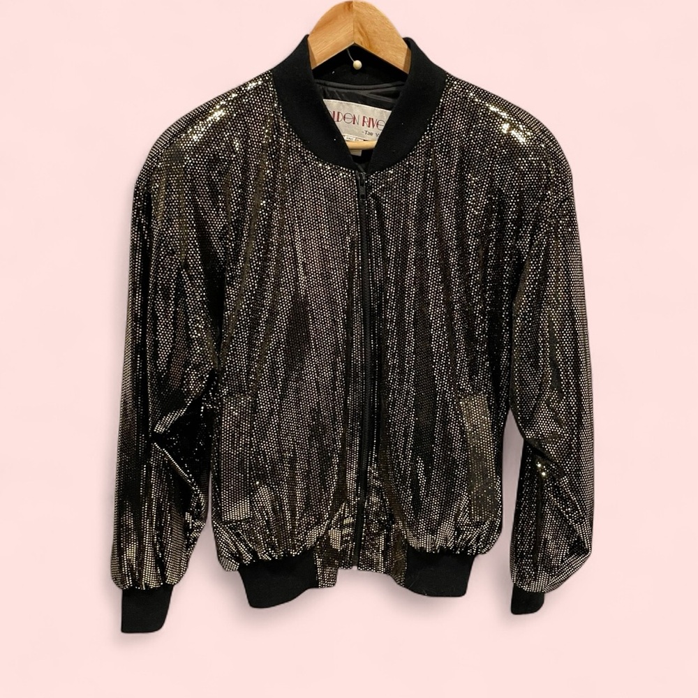 Vintage ultimate 80’s gold metallic studio 54 disco jacket Golden River pockets
